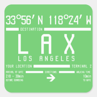 Adesivo Quadrado Código do Aeroporto de Los Angeles
