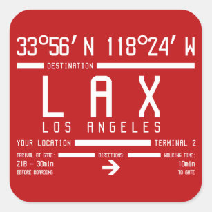 Adesivo Quadrado Código do Aeroporto Internacional de Los Angeles L