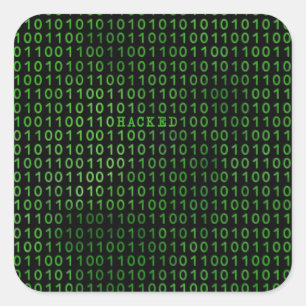 Adesivo Quadrado Código do computador HACKED