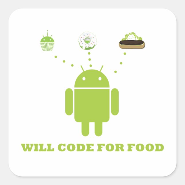 Adesivo Quadrado Código para Comida (Programador de Software Androi (Frente)