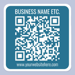 Adesivo Quadrado Código QR azul do oceano editável
