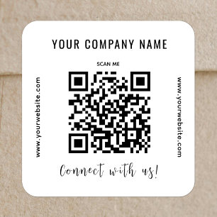 Adesivo Quadrado Código QR Branco Promocional de negócios Conexão m