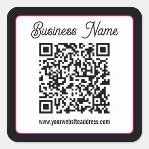 Adesivo Quadrado Código QR com letra cursiva de script
