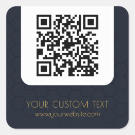 Adesivo Quadrado Código QR com texto personalizado marinho azul ele