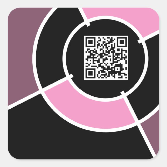 Adesivo Quadrado código QR cor de rosa (Frente)