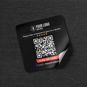 Adesivo Quadrado Código QR de Avaliações do Google Avalie Meu Negóc