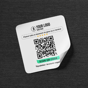 Adesivo Quadrado Código QR de Avaliações do Tripadvisor Avalie Negó