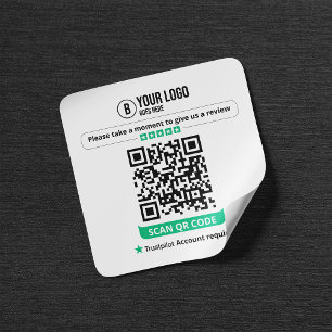 Adesivo Quadrado Código QR de Avaliações Trustpilot Avalie Meu Negó