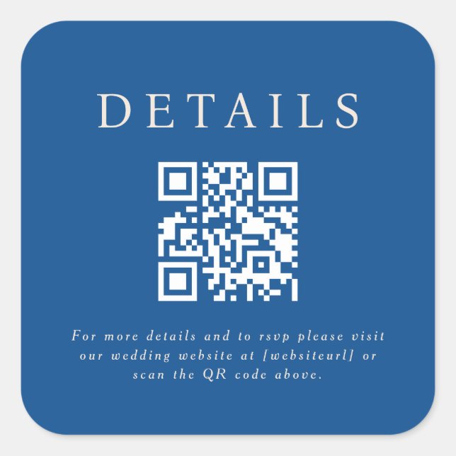 Adesivo Quadrado Código QR de Casamento Parker (Frente)