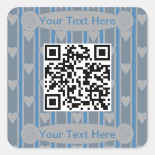 Adesivo Quadrado Código QR de Coração Divertido e Elegante