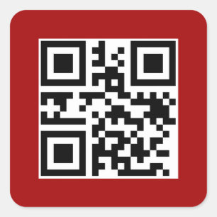 Adesivo Quadrado Código QR de Feliz Natal em Vermelho