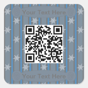 Adesivo Quadrado Código QR de Floco de Neve Divertido e Elegante