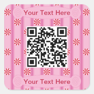 Adesivo Quadrado Código QR de hortelã-pimenta cor-de-rosa divertida