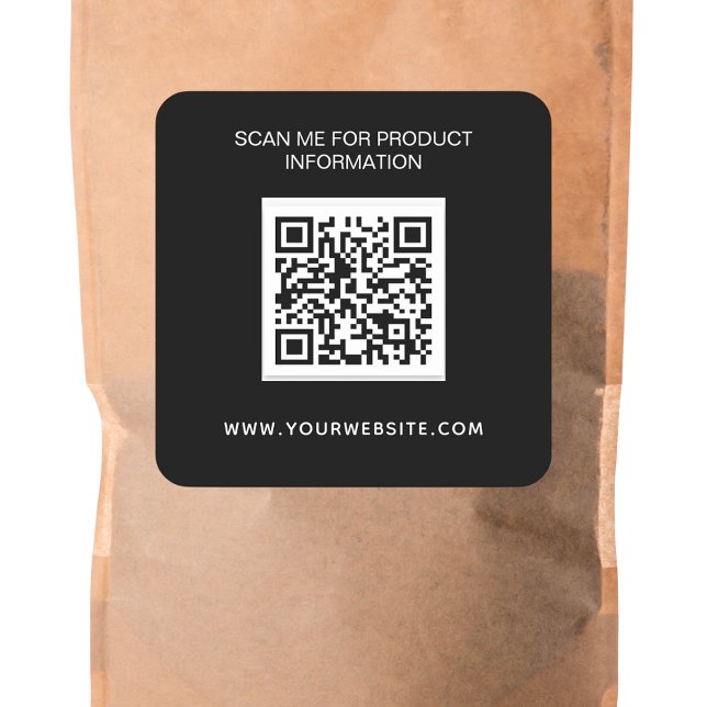 Adesivo Quadrado Código qr de informações comerciais brancas pretas (Criador carregado)