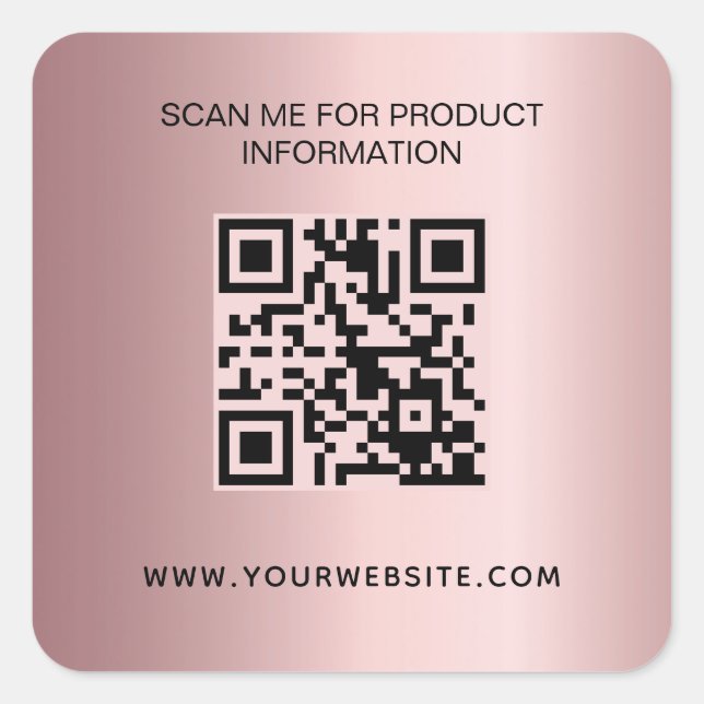 Adesivo Quadrado Código qr de informações comerciais rosa blush (Frente)