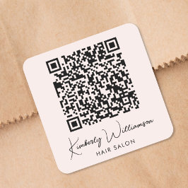 Adesivo Quadrado Código QR de Letra de Assinatura Nome da Empresa R