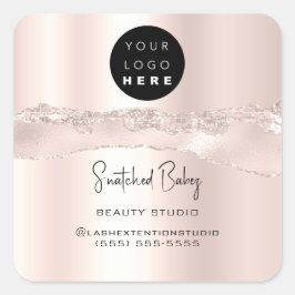 Adesivo Quadrado Código QR de logotipo Compre online Silver Glitter