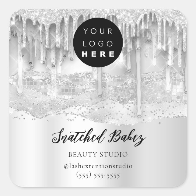 Adesivo Quadrado Código QR de logotipo Compro online traçados Cinza (Frente)