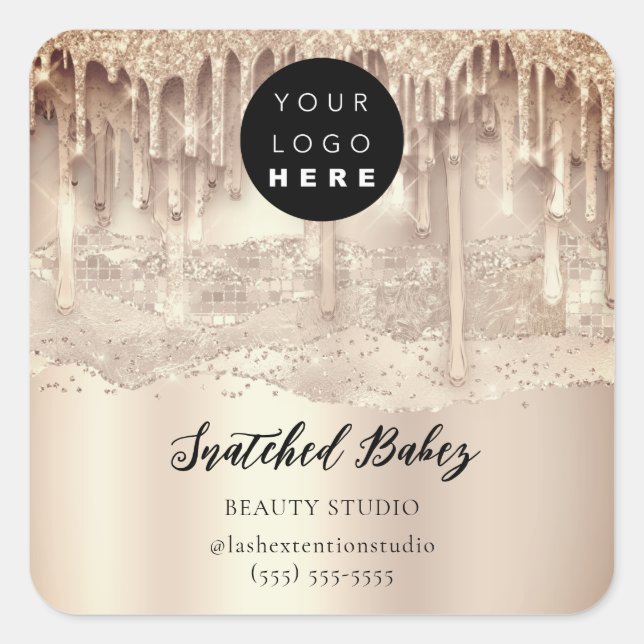 Adesivo Quadrado Código QR de logotipo Obrigado Traços Rosa Unidade (Frente)