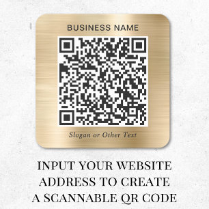 Adesivo Quadrado Código QR de Negócios Dourado