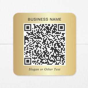 Adesivo Quadrado Código QR de Negócios Dourado