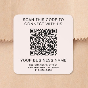 Adesivo Quadrado Código QR de Negócios Rosa
