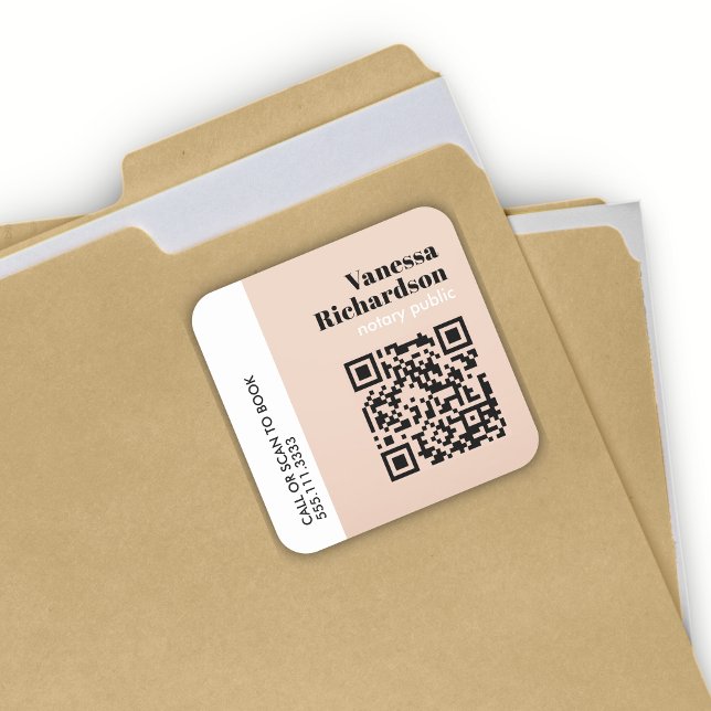 Adesivo Quadrado Código QR de Notário Mínimo da Rosa claro Clássica (Criador carregado)