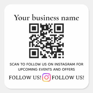 Adesivo Quadrado Código QR de Permanecer Conectado Seguir no Inst