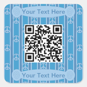 Adesivo Quadrado Código QR de Sinal de Paz de Diversão e Rico