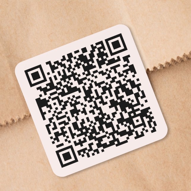 Adesivo Quadrado Código QR de Site Personalizado Rosa (Custom Website QR Code Pink Square Sticker)