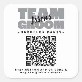Adesivo Quadrado Código QR Despedida de Solteiro Comprar Bebida Equ