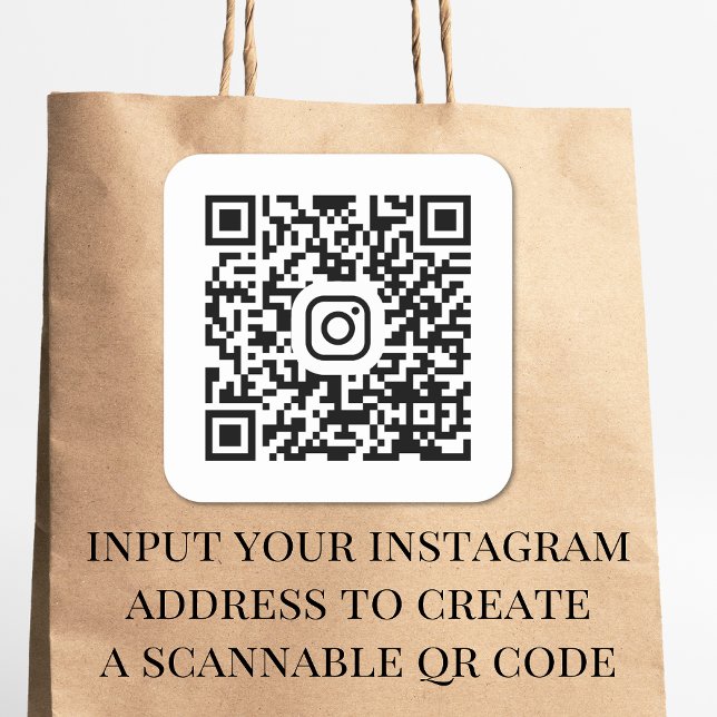 Adesivo Quadrado Código QR do Instagram Moderno (Our user-friendly template will generate your QR code automatically from your Instagram address)