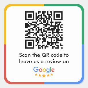 Adesivo Quadrado Código QR do Link de Revisão do Google