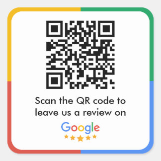 Adesivo Quadrado Código QR do Link de Revisão do Google