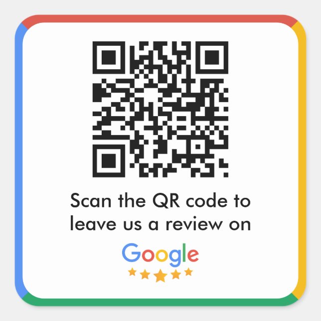 Adesivo Quadrado Código QR do Link de Revisão do Google (Frente)