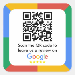 Adesivo Quadrado Código QR do Link de Revisão do Google