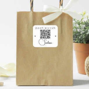 Adesivo Quadrado Código QR do Logotipo de Salão Profissional Elegan