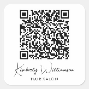 Adesivo Quadrado Código QR do Script de Assinatura de Nome Comercia