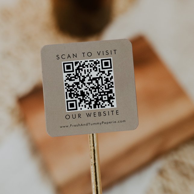 Adesivo Quadrado Código QR do Site de Negócios ou Casamento Chic Fa (Criador carregado)