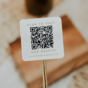 Adesivo Quadrado Código QR do Site de Negócios ou Casamento em Dour