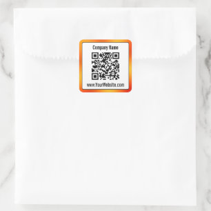 Adesivo Quadrado Código QR do Texto Gradiente Laranja Branco preto