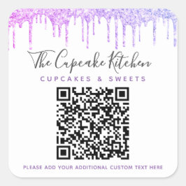 Adesivo Quadrado Código QR Drives de Glitter Roxo Nome comercial Mo