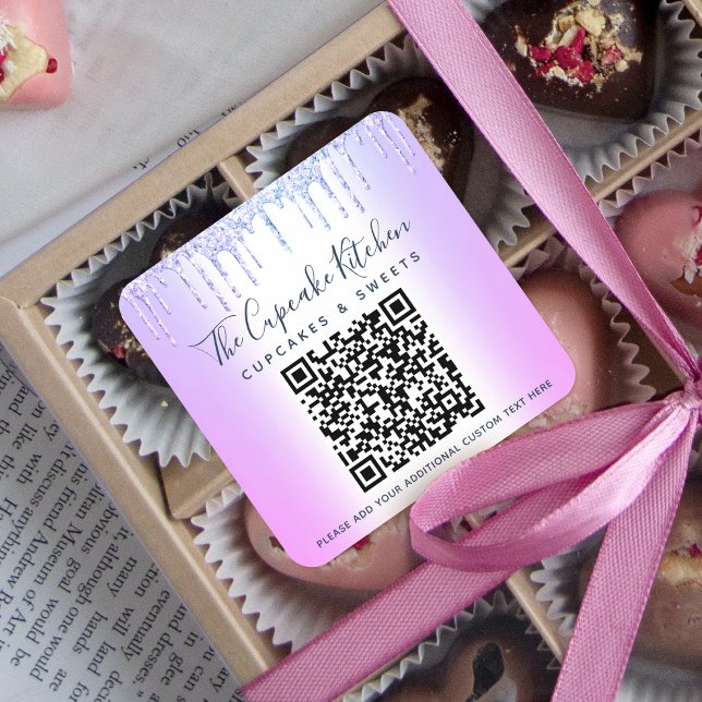 Adesivo Quadrado Código QR Drives de Glitter Roxo Nome comercial Mo (Criador carregado)