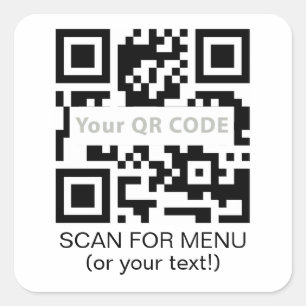 Adesivo Quadrado Código Qr e autocolante de texto personalizado