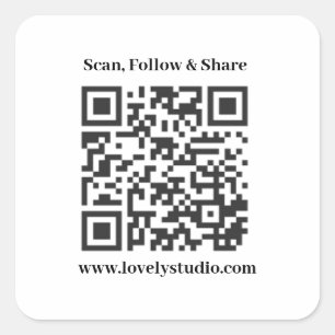 Adesivo Quadrado Código QR e personalize seus autocolantes de texto