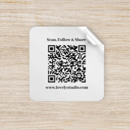 Adesivo Quadrado Código QR e personalize seus autocolantes de texto