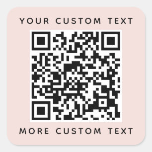 Adesivo Quadrado Código QR e texto personalizado cor-de-rosa-rosa