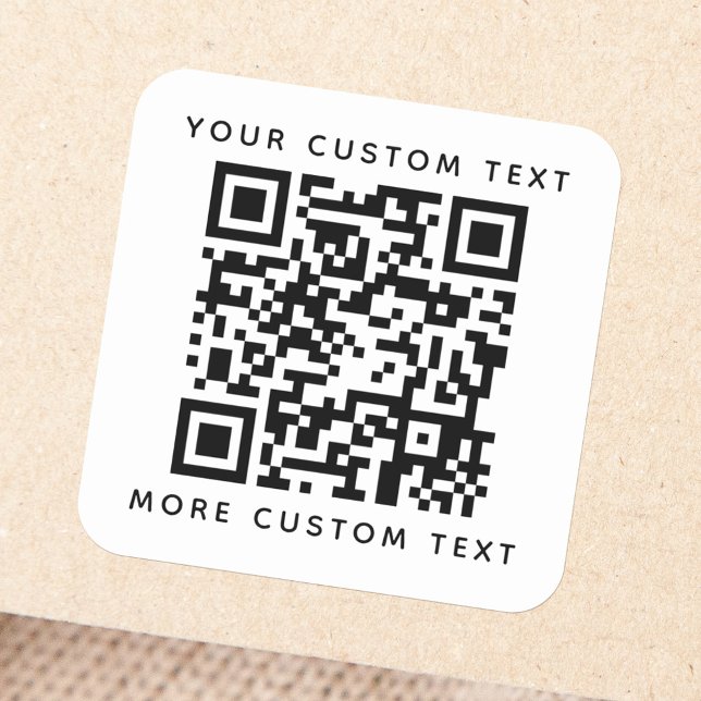 Adesivo Quadrado Código QR e texto personalizado superior e inferio (Criador carregado)