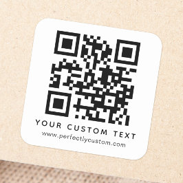 Adesivo Quadrado Código QR e texto personalizado Vinheta Quadrada