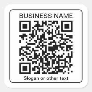 Adesivo Quadrado Código QR editável digitalizável + nome da sua emp